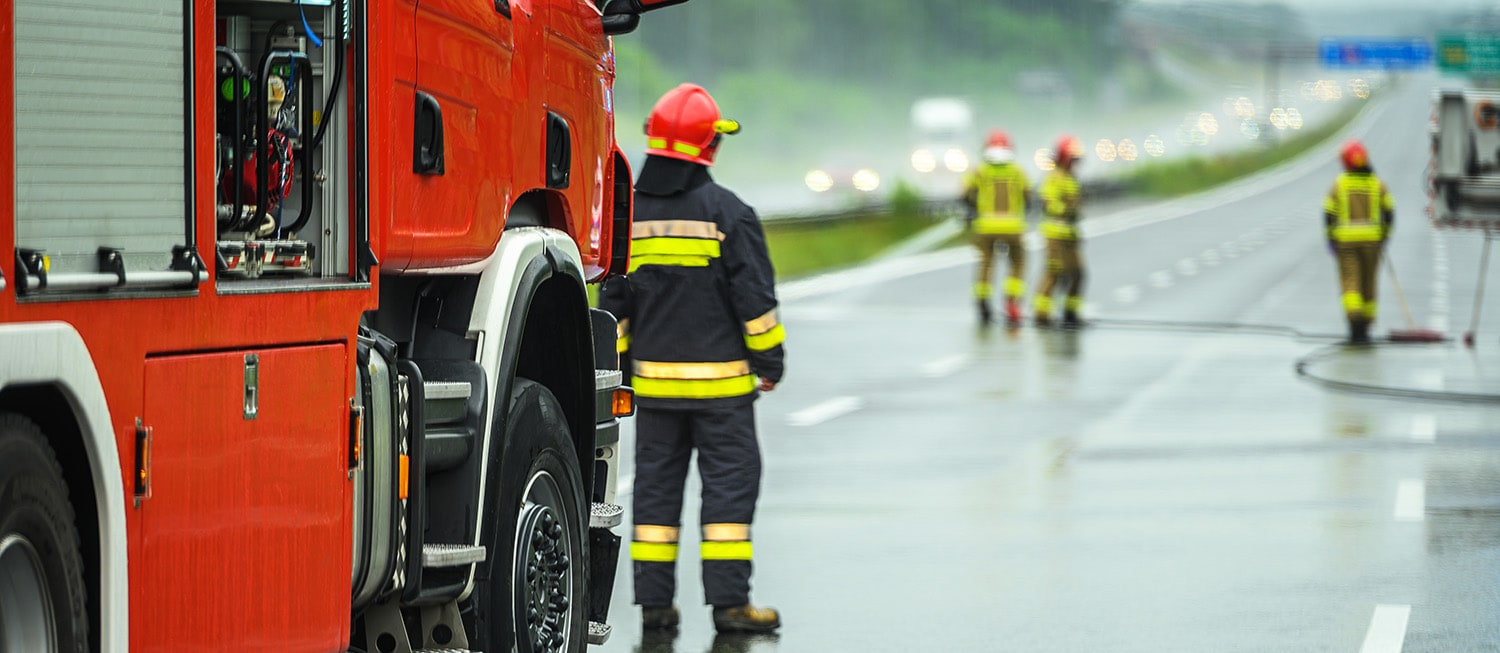 Firefighters at an accident scene