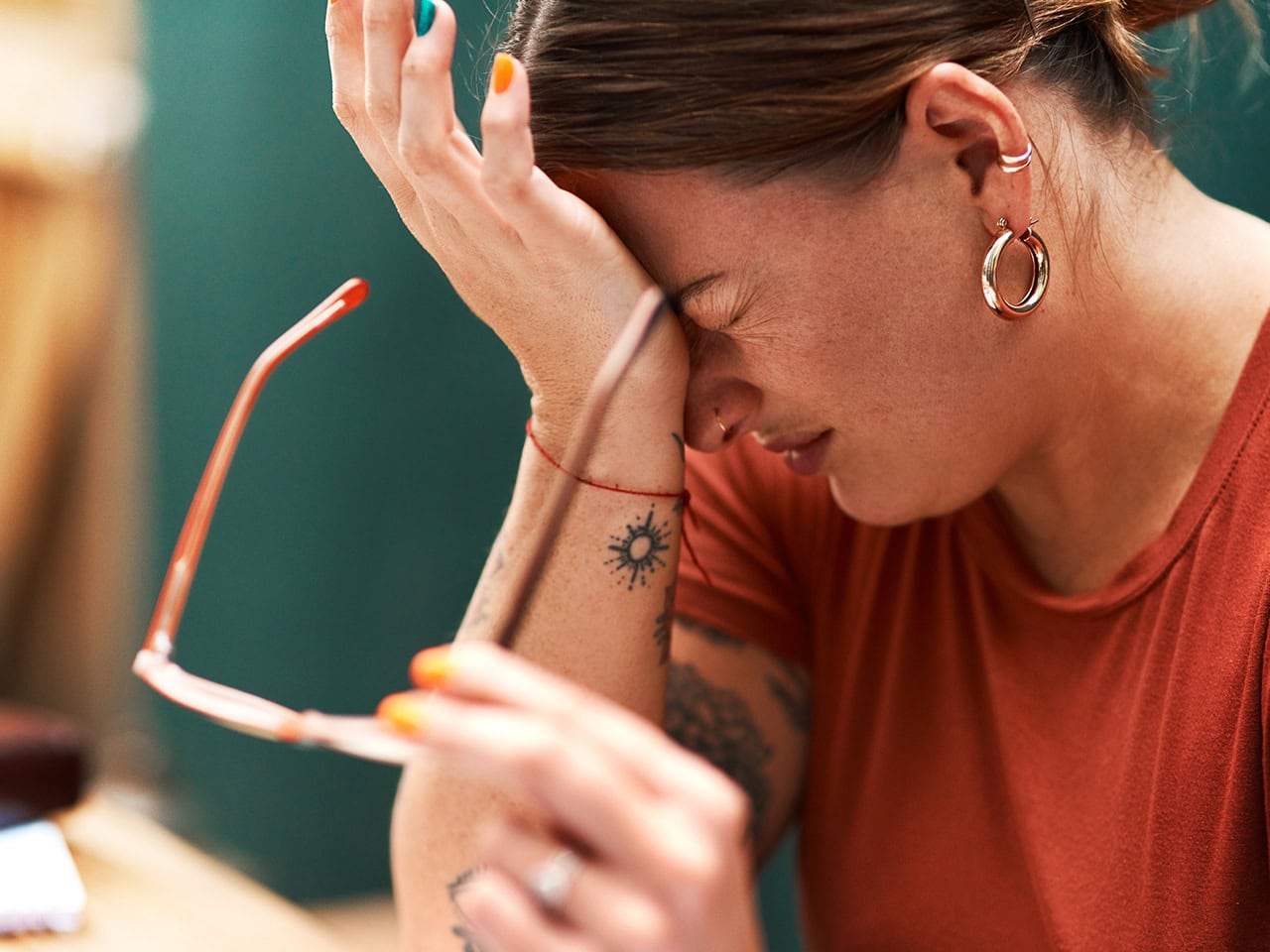 woman stressed at home